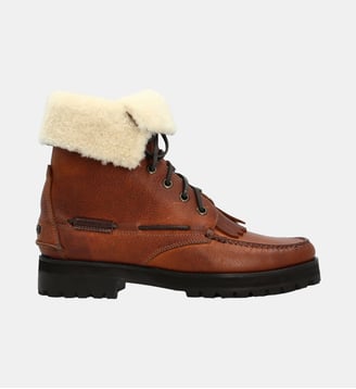 Boots w lug - cuir grainé - Fairmount - Camel