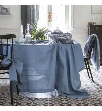 Nappe unie en lin, 170 gr/m², FLORENCE - Alexandre Turpault - Bleu egée