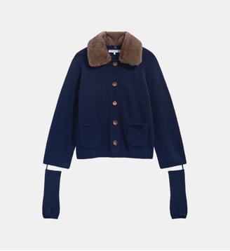 Gilet en cachemire avec col et mitaines - RHIZA - Gerard Darel - Marine