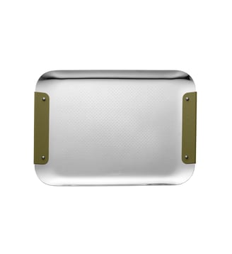 Plateau rectangulaire en acier vert impérial - 32x23cm - CLUB - Christofle - Argent