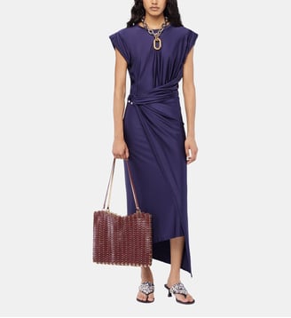 Robe midi en jersey à piercing - Rabanne - Bleu marine