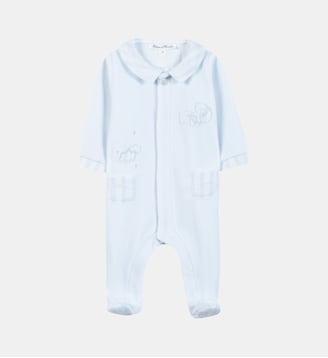 Pyjama -  velours rayures es - Tartine Et Chocolat - Bleu ciel