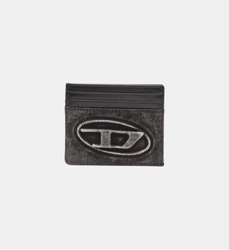 Porte-cartes en coton lavé et cuir - Diesel - Gris foncé