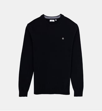 Pull col rond en laine mélangée - Serge Blanco - Noir