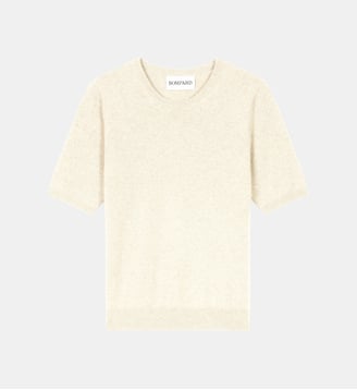 Pull droit manches courtes en cachemire  - Bompard - Naturel