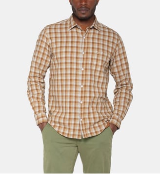 Chemise manches longues Charles à carreaux - Serge Blanco - Beige