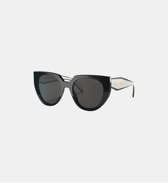 Lunettes de soleil Œil de chat PR 14WSF - Prada - Noir et talc