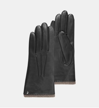 Gants en cuir d'agneau pleine fleur, doublés cachemire - Isotoner - Noir