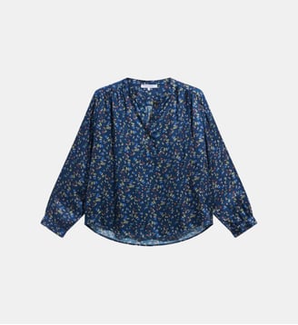 Blouse à fleurs champêtres - LOLITA - Gerard Darel - Marine