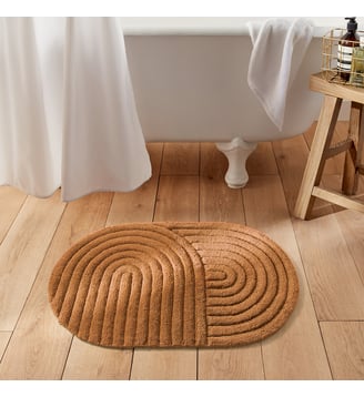 Tapis de bain, coton recyclé tufté - La Redoute Interieurs - Noisette