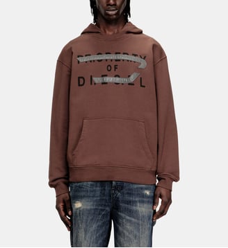 Sweat à capuche en coton avec appliqué D - Diesel - Marron