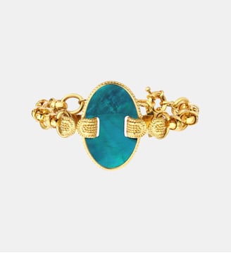 Bracelet chaîne   doré à l'or fin - Ashanti - Satellite - Turquoise vert
