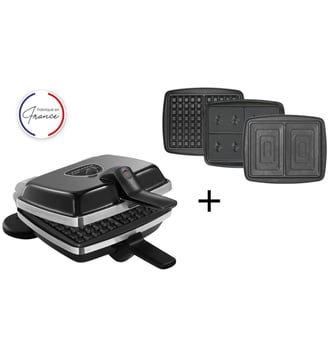 Croque, gaufrier, gaufrette super 2 antiadhésif noir gaufres +GT+CM Lagrange