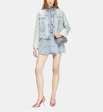 Veste en denim graphique avec cristaux - Diesel - Bleu clair