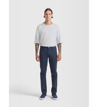 jean Iggy slim en gabardine de coton bleu - Agnès b. - Bleu ouessant