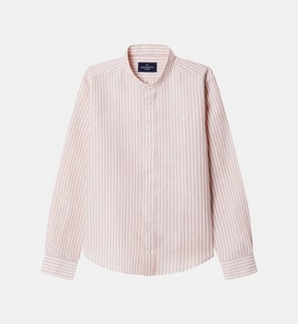 Chemise Rayée À Col Bande Coupe Regular - Hackett London - Beige rosé