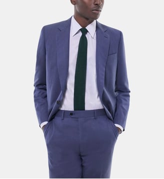 Costume ajusté en toile de laine - Fursac - Bleu gris