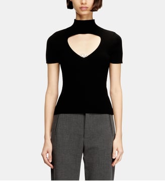 Top en tricot de laine à découpes - Diesel - Noir