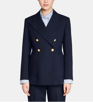 Veste de tailleur en laine - Sandro - Marine