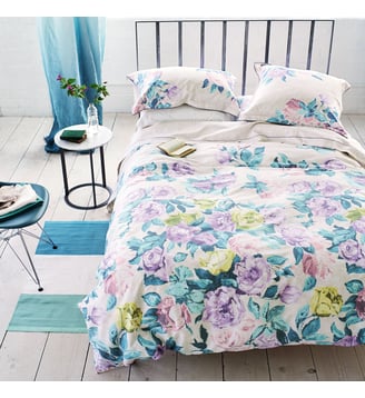 Taie de traversin imprimée en satin de coton, VIOLA - Designers Guild - Violet heather