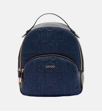 Sac à dos format moyen en toile denim - Liu Jo - Bleu foncé