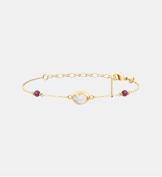 Bracelet fin   - Lhassa - Satellite - Grenat et nacre