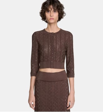 Cardigan court en maille strassée Sandro
