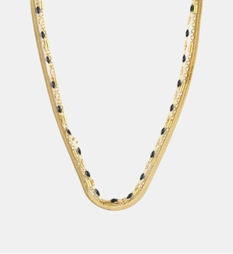 Collier chaîne 3 rangs acier inoxydable et époxy noir - Balaboosté - Doré
