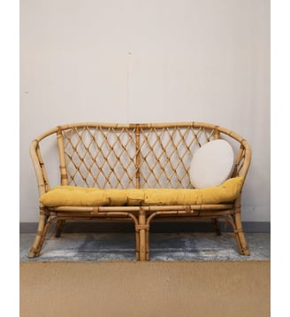 Banquette en rotin Martine N°33- Produit chiné - Debongout - Bois clair