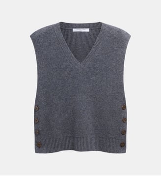 Pull V sans manche en laine - RENIA - Gerard Darel - Gris moyen