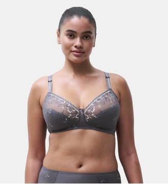 Soutien-gorge sans armature maintien broderie florale - Chantelle - Frozen grey