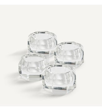 Lot de 4 photophores en verre ciselé - AM.PM - Transparent