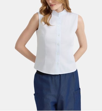 chemise col officier - Agnès b. - Bleu ciel