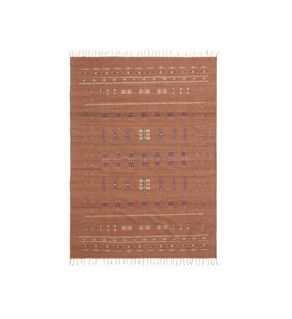 Tapis De Sol  Tissé plat brodé 100% laine - Madura - Brun