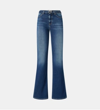 Jean flare ceinturé - Pinko - Lavage moyen foncé