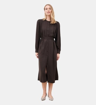 Robe ralessia - Motif uni - Viscose lenzing ecovero - Caroll - Marron