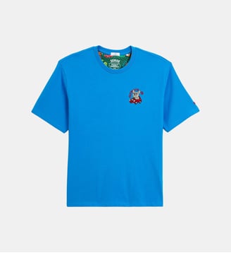 T-shirt manches courtes col rond Thor brodé Funky Animals - Serge Blanco - Bleu