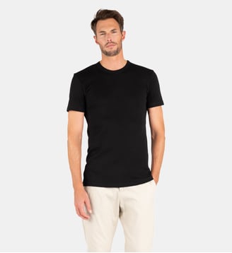 Tee-shirt col rond manches courtes  Ligne Chaude Interlock - Eminence - Noir