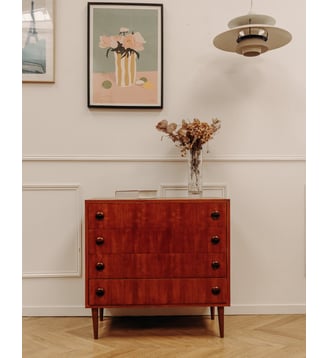 Commode scandinave en teck Olga N°396- Produit chiné - Debongout - Bois foncé