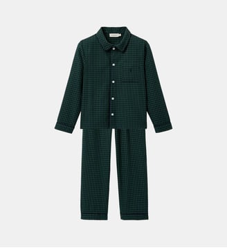 Pyjama grand-père carreaux Garçon - Cyrillus - Carreaux bleu et vert