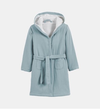 Peignoir capuche gaze de coton - La Redoute Interieurs - Bleu gris