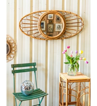 Miroir en rotin Igor N°478- Produit chiné - Debongout - Bois