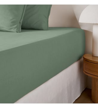 Drap housse uni coton lavé bonnet 30cm La Redoute Interieurs