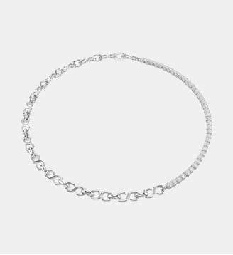 Collier Matrix, Forme de S, Métal rhodié - Swarovski - White et rrhodium plated