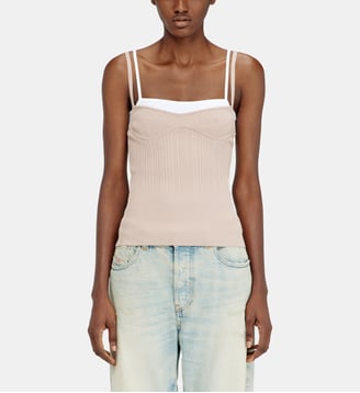 Débardeur superposé en maille côtelée - Diesel - Rose