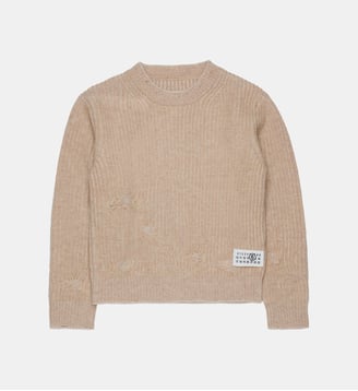 Pull en laine côtelée avec cassures - MM6 Maison Margiela - Beige