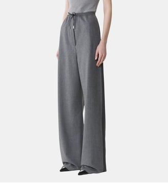 Pantalon Large En Flanelle De Laine - Lanvin - Gris chine