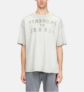 T-shirt en coton décontractée avec imprimé devant et dos - Diesel - Gris clair