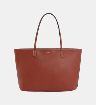 Grand sac cabas Louise en cuir grainé - Le Tanneur - Marron acajou bleu crépuscule