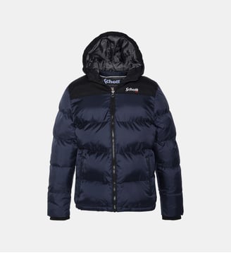 Doudoune matelassée à capuche - Schott - Bleu nuit
